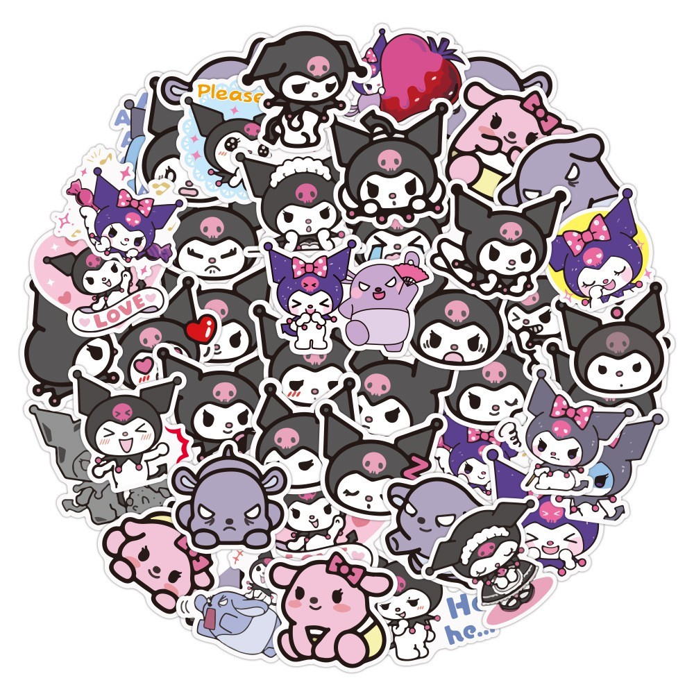 

Stiker Kartun Kuromi abu Paper Sticker WaterProof isi 15 pcs