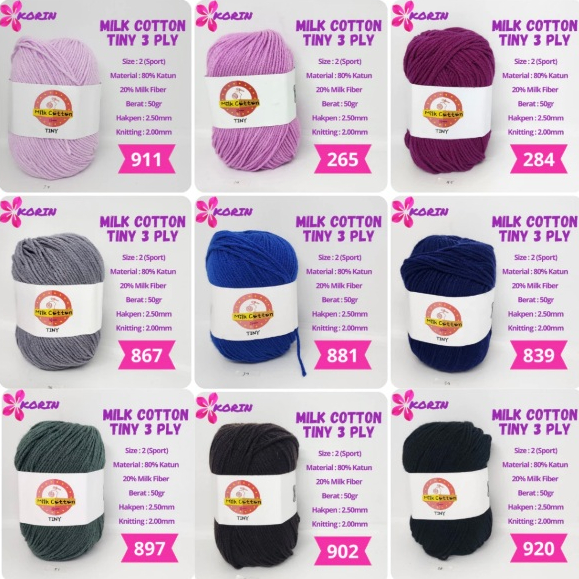 Pilihan Warna Benang | Milk Cotton 3 ply