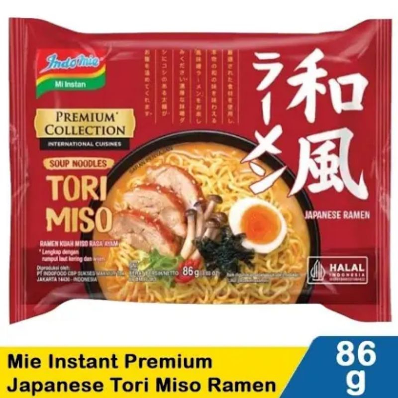 

INDOMIE PREMIUM RAMEN SERIES rasa TORI MISO & TORI KARA