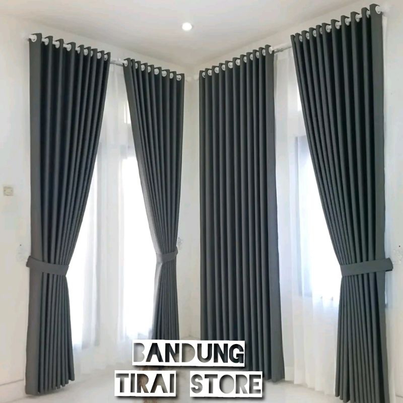 Gorden Blackout 200 x 250 12 Gelembung 24 Lobang Panjang 3 Meter 250 270 cm