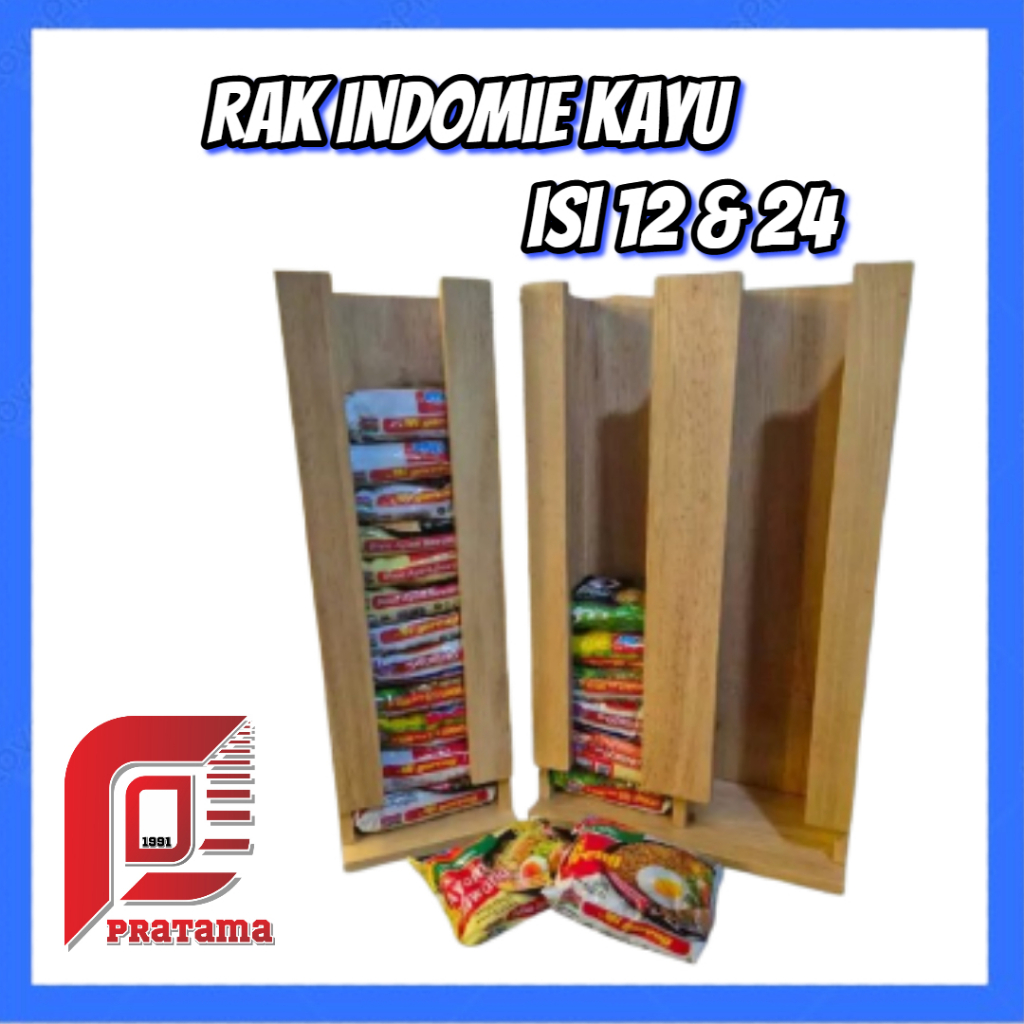 Rak Indomie Kayu Rak Display Mie Instant Isi 12 & 24 Pcs Rak Warmindo