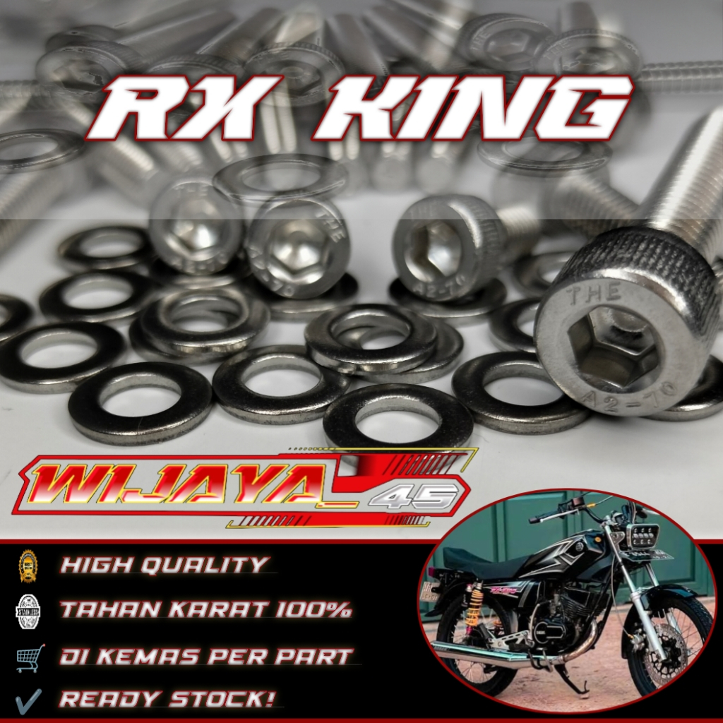 Baut Blok Mesin Rx King Full Set Baut L Stainless Crankcase Rx King Baut Yamaha L Stainless