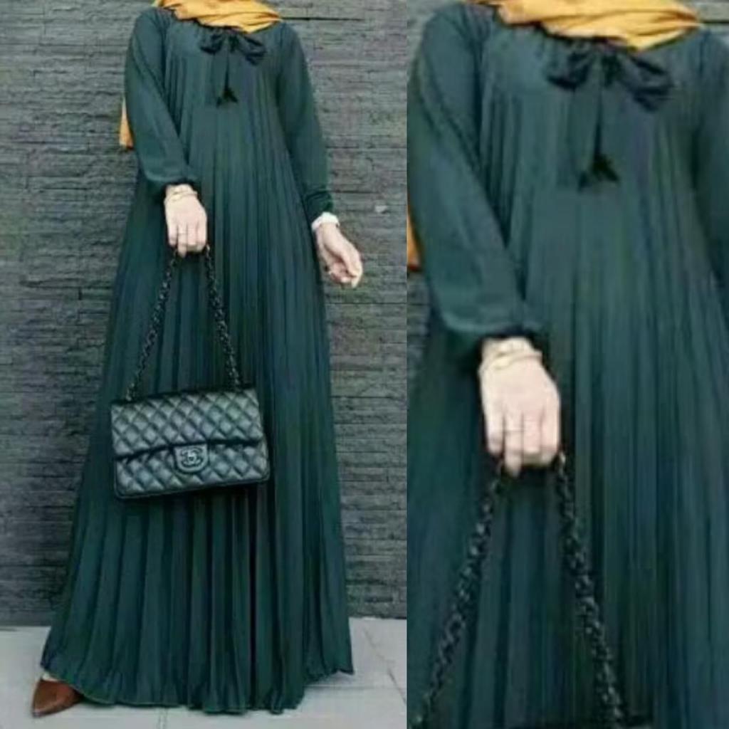GAMIS PLISKET TALI PITA JUMBO/GAMIS MAXY LENGAN PANJANG
