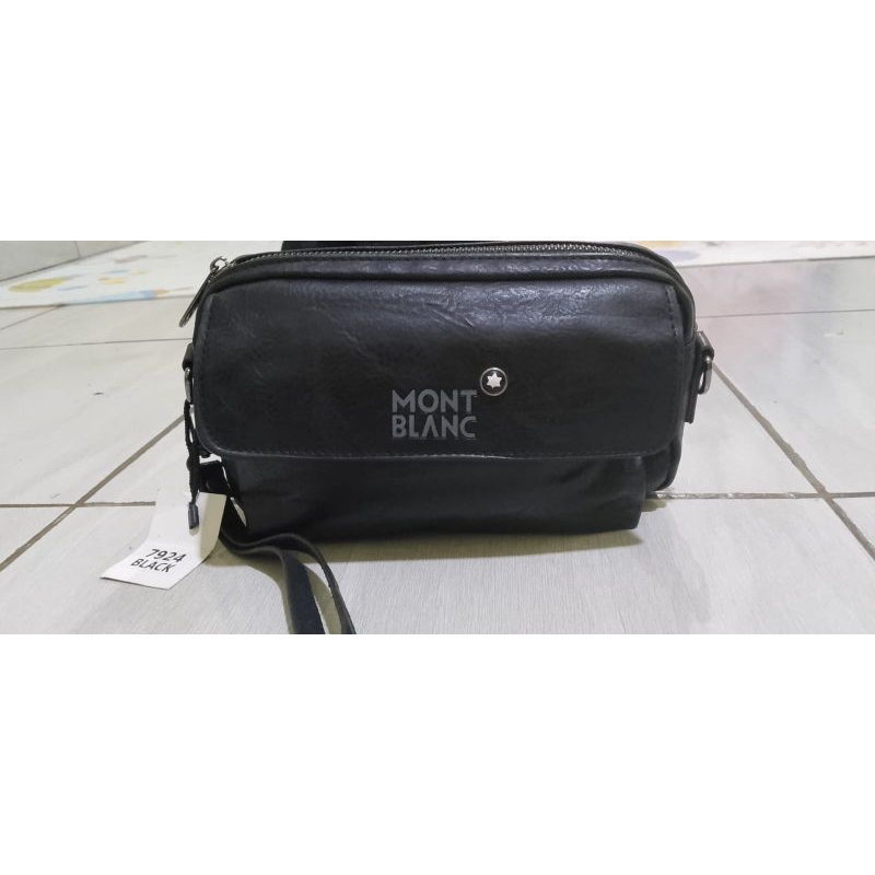 Mont Blanc Tas Selempang Kulit Hitam