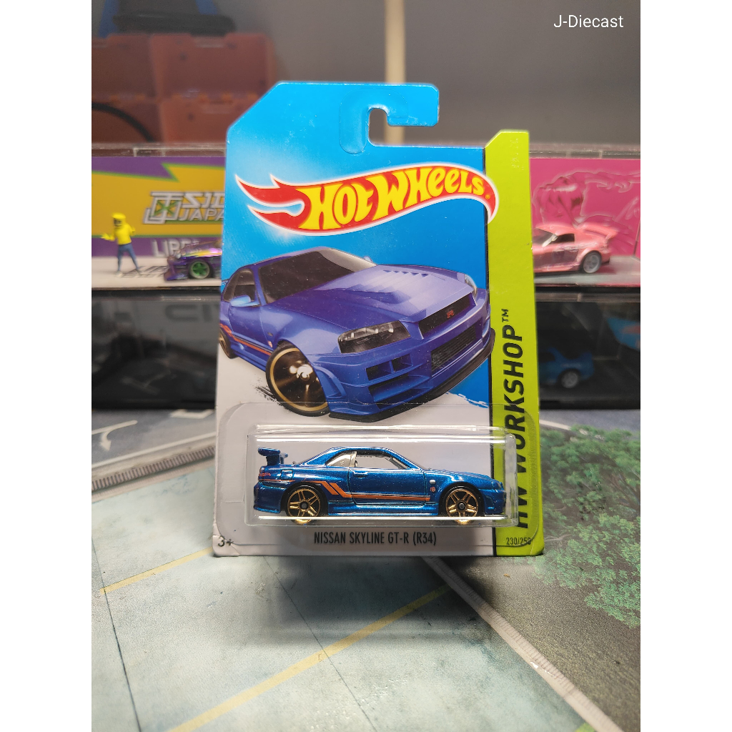 Hotwheels Reguler Nissan Skyline GT-R R34 Biru [Free Protector]