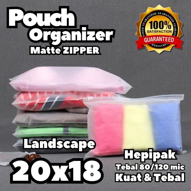 Hepipak Plastik Penyimpanan Barang Serbaguna Landscape 20x18 / Travel Pouch Organizer / Zipper Organ