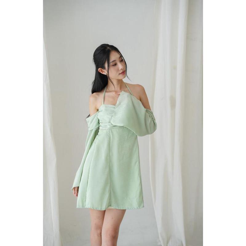 loona mini dress pesta wanita dress casual lengan panjang korea style