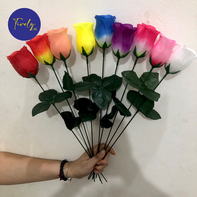 Bunga Mawar 1 Tangkai Kuncup Artificial | Bunga Mawar Artificial | Bunga Valentine | Bunga Souvenir 