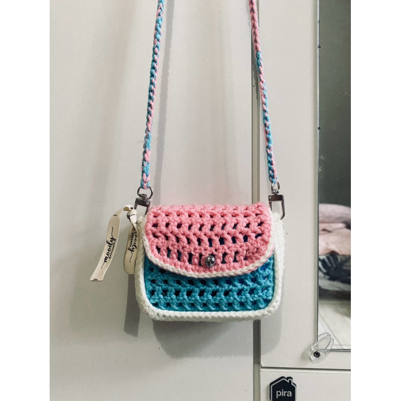 Mini Sling Bag Crochet | Dompet selempang rajut | Tas selempang mini