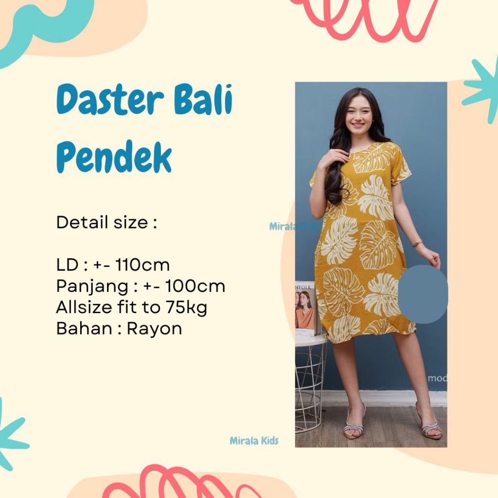 DYA369 Daster Bali Pendek Kekinian - Homedress Bali Dress Rayon Nyaman