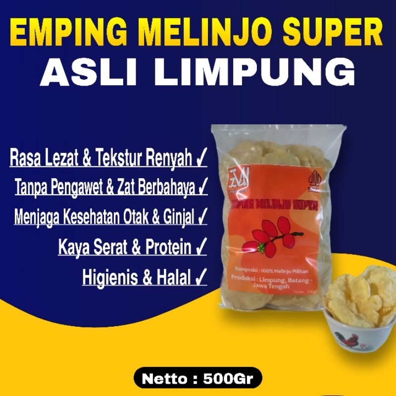 

Snack Kerupuk Emping Melinjo - Cemilan Sehat - Khas Limpung ( Ukuran Sedang & Kecil )