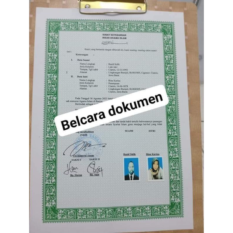 

kutipan keterangan siri blangko asli stempel basah