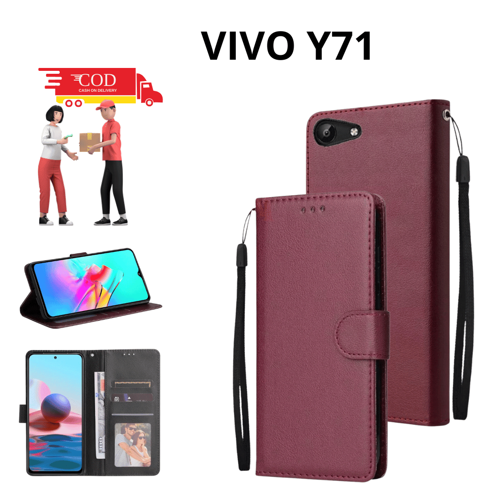 CASE HP VIVO Y71 CASING DOMPET FLIP CASE WALLET FLIP LEATHER CASE PREMIUM CASING HP