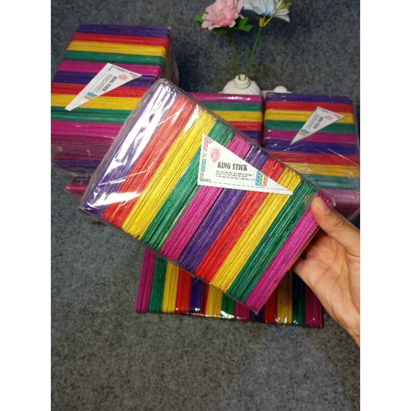 

(bukan grosir) [Aesthetic by fss.id] stik es krim tebal berwarna/stik kayu warna warni isi 500pcs
