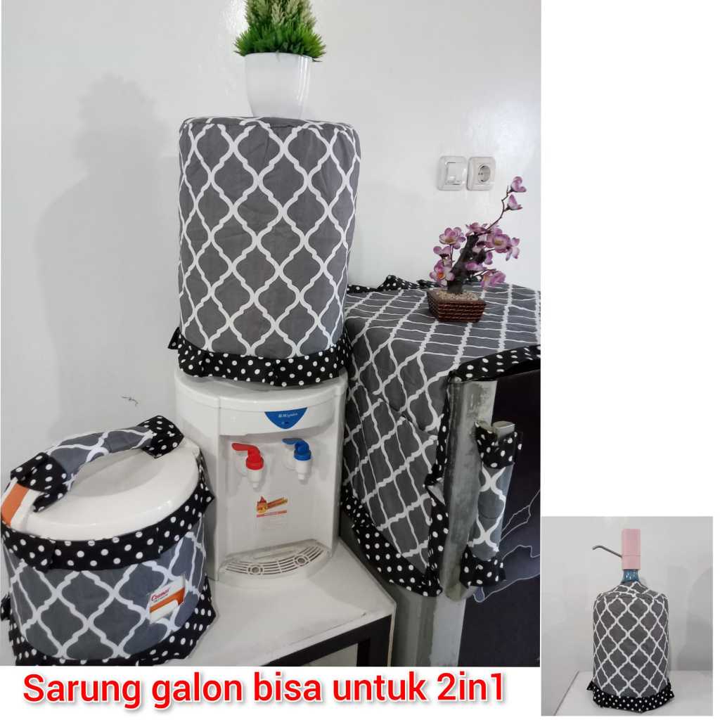 SARUNG GALON TUTUP KULKAS COVER MAGICOM 1 SET 3IN1 ANEKA MOTIF BANYAK
