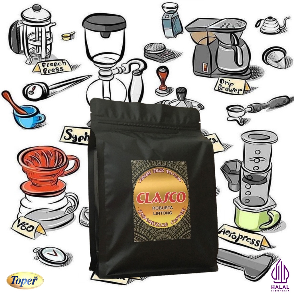 

CLASCO | Biji Kopi ROBUSTA LINTONG 500 gram - Roast Bean