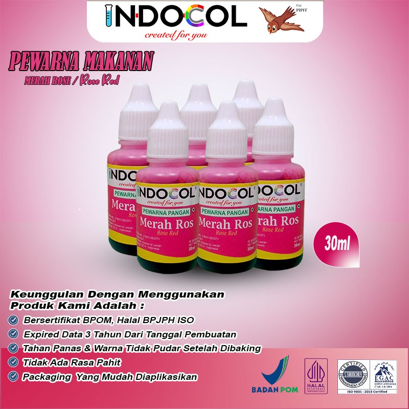 

INDOCOL PEWARNA CAIR MERAH ROSE (1 LUSIN = 12 BOTOL x 30ml)