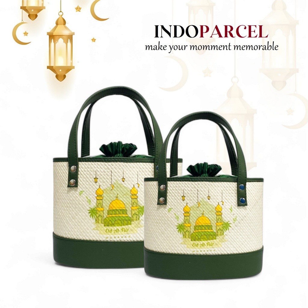 INDOPARCEL - Tas Tote Bag Serut Anyaman Pandan Top Handle Bag Anyaman Edisi Ramadhan