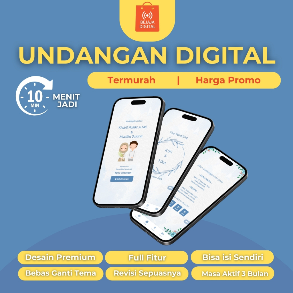 Undangan Digital Website - Wedding Invitation Blue Romantic