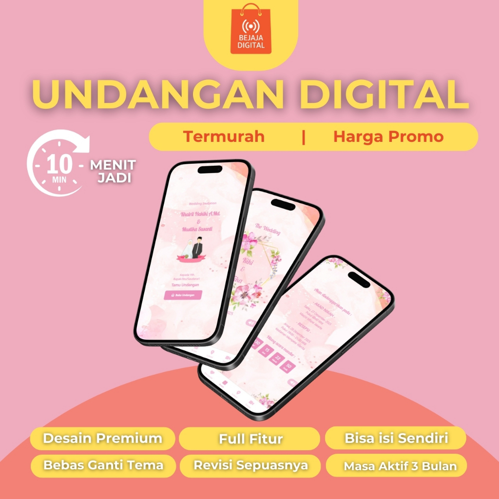 Undangan Digital Website - Wedding Invitation Pink Clean