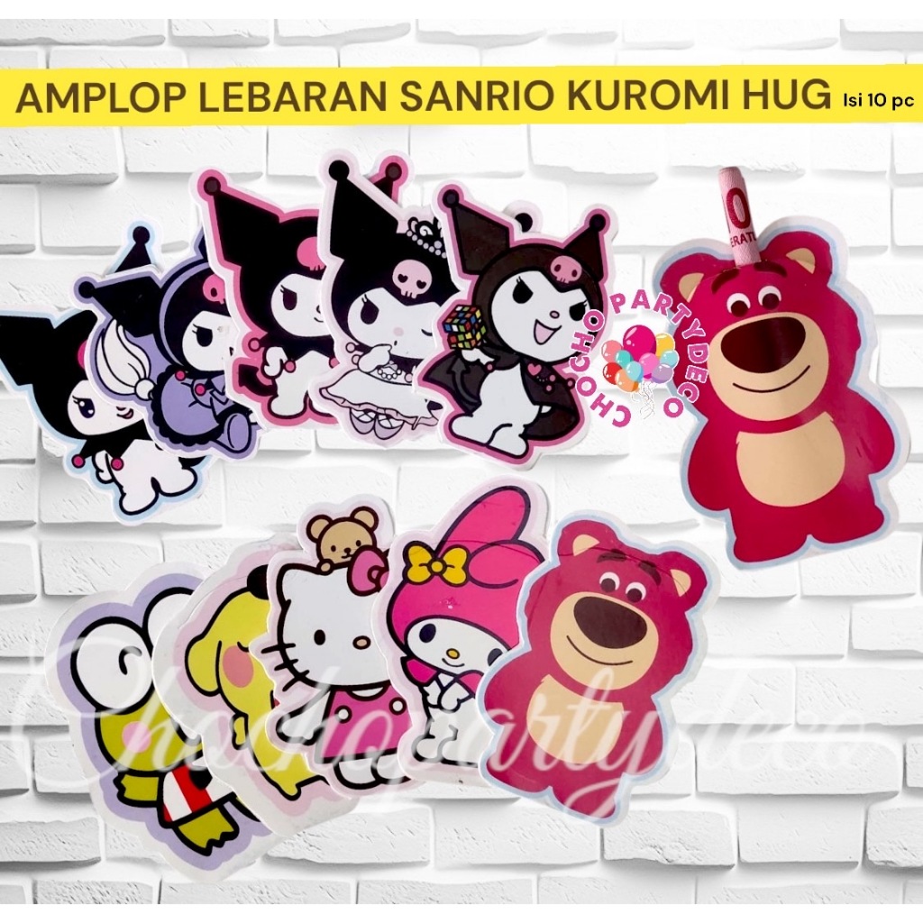 

Amplop Lebaran KUROMI SANRIO HUG Isi 10 / Angpau Idul Fitri Viral