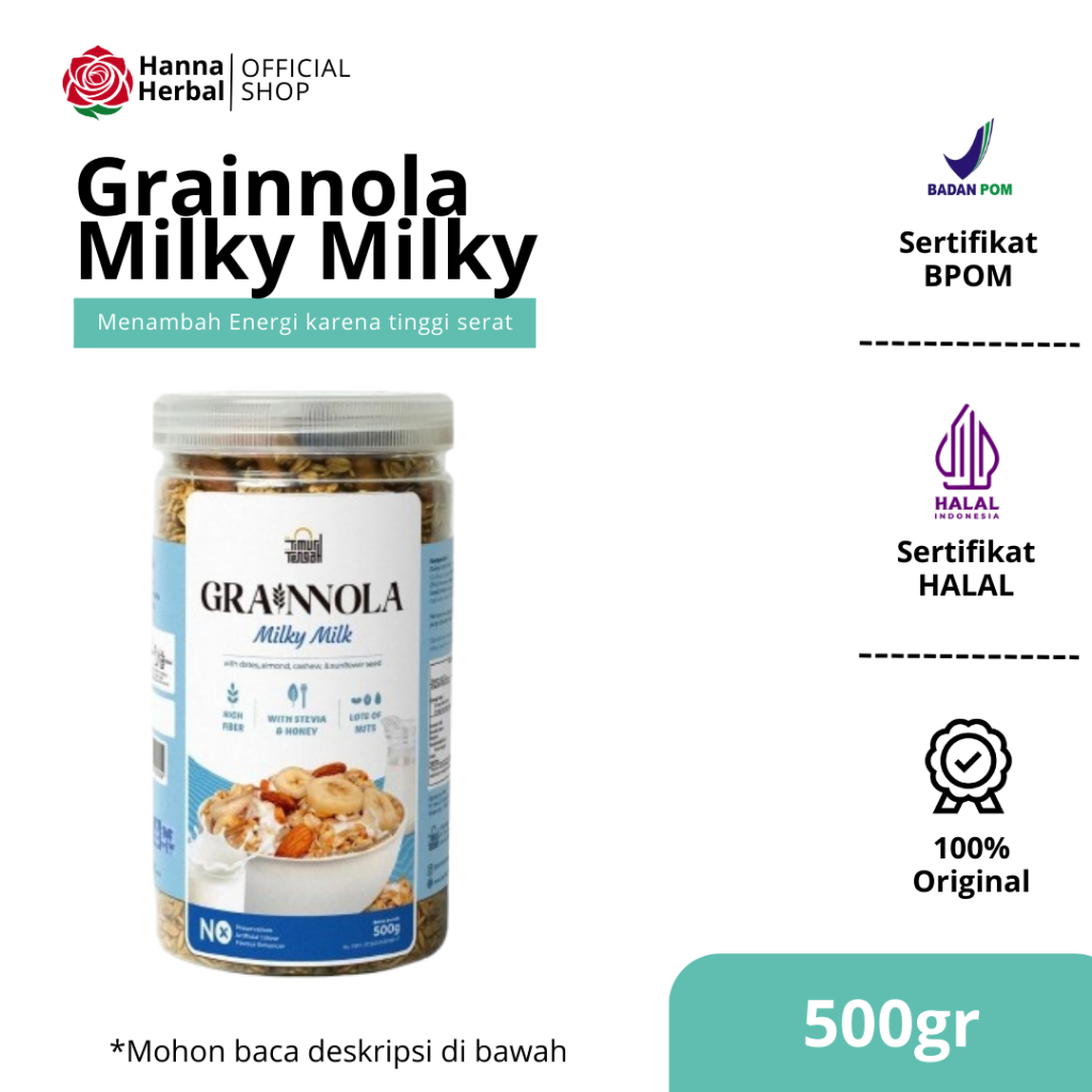 

Grainnola Timur tengah Sereal sarapan rasa Milky Milky - 500gr