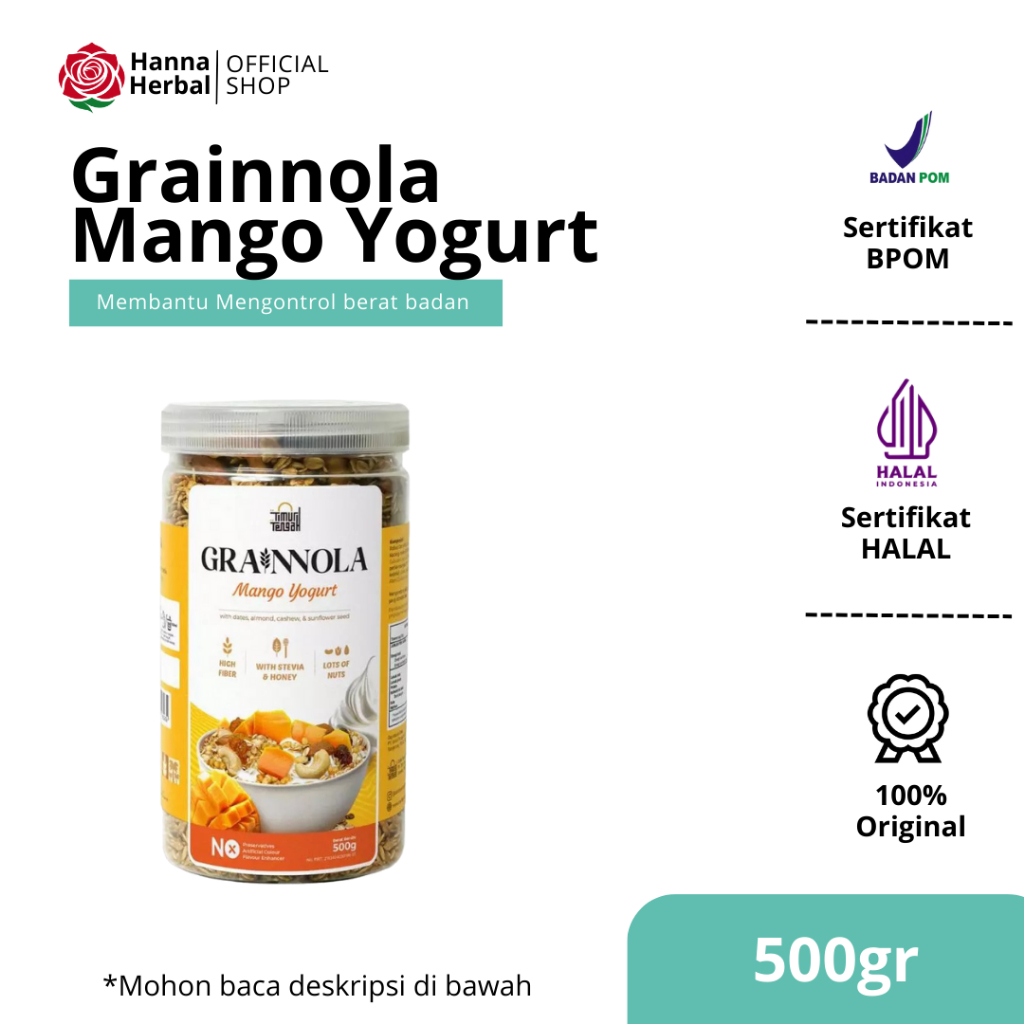 

Grainnola Timur tengah Sereal sarapan rasa Mango Yogurt - 500gr