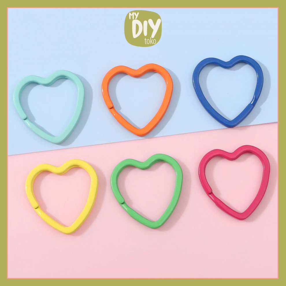 DIY Aksesoris Gantungan Kunci Ring Hati LOVE RING Key Holder Metal Heart Shaped Carabiner Keychain /
