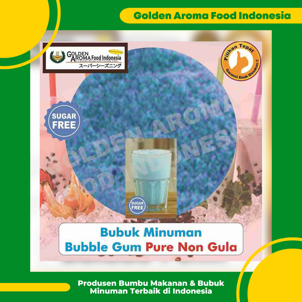

Bubuk Minuman Bubble Gum Pure Non Gula 1 Kg Bubblegum No Sugar Drinking Powder Enak Murah Halal GAFI