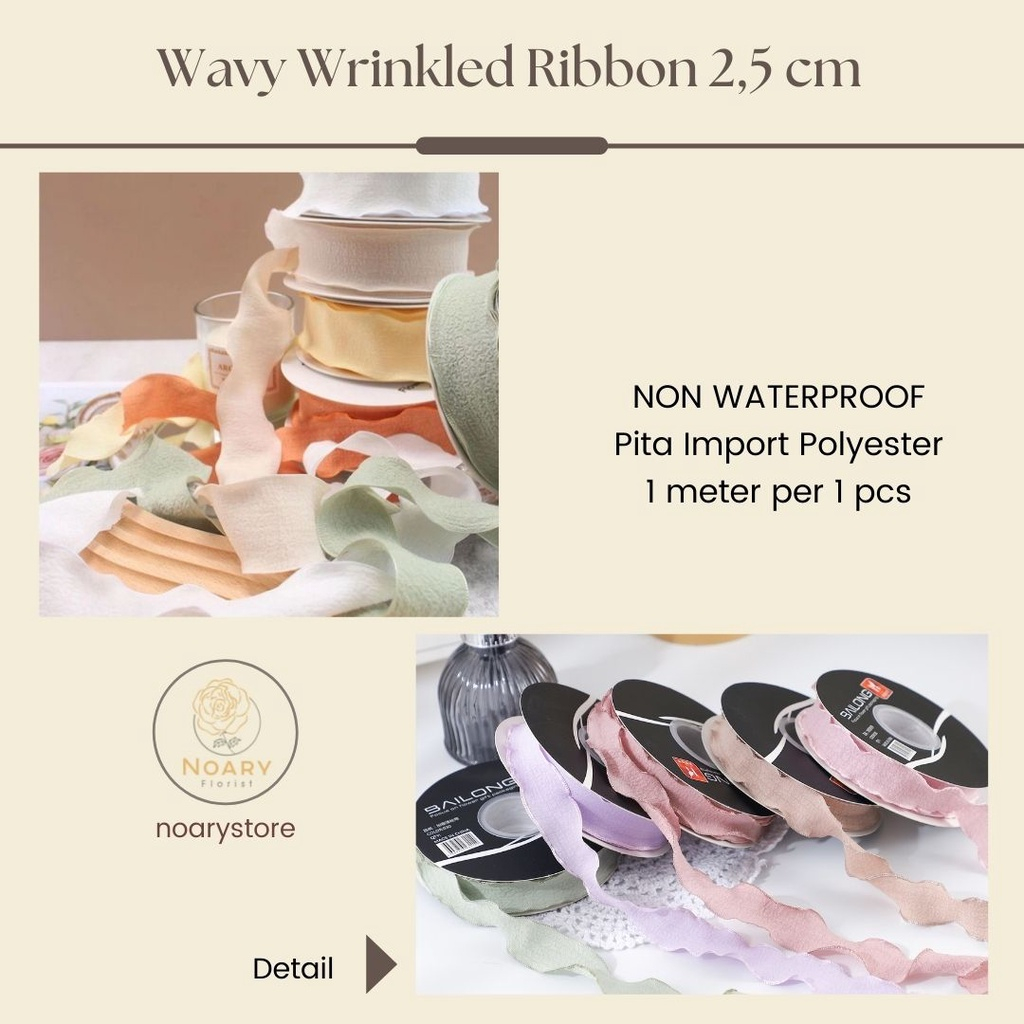 

WAVY WRINKLED RIBBON 2.5 CM / Pita Kado