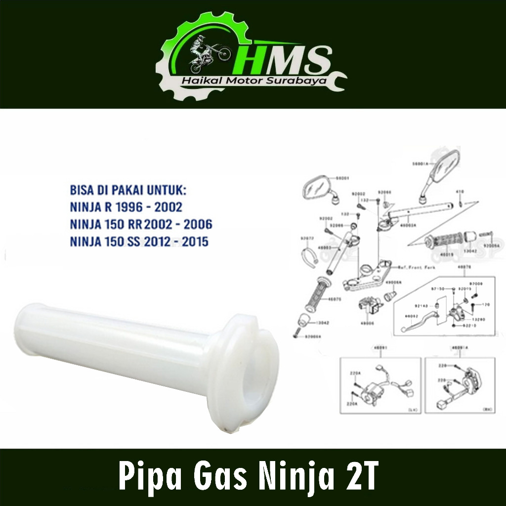 Pipa Gas Ninja 2T - Selongsong Slongsong Putihan Mika Throttle Iner Gas Ninja R Ninja RR Ninja SS