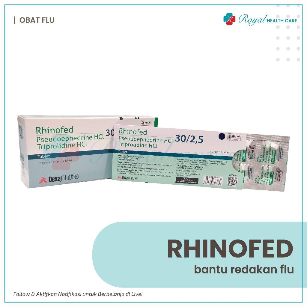 RHINOFED 30 MG TABLET BOX, Untuk Meringankan Gejala Influenza