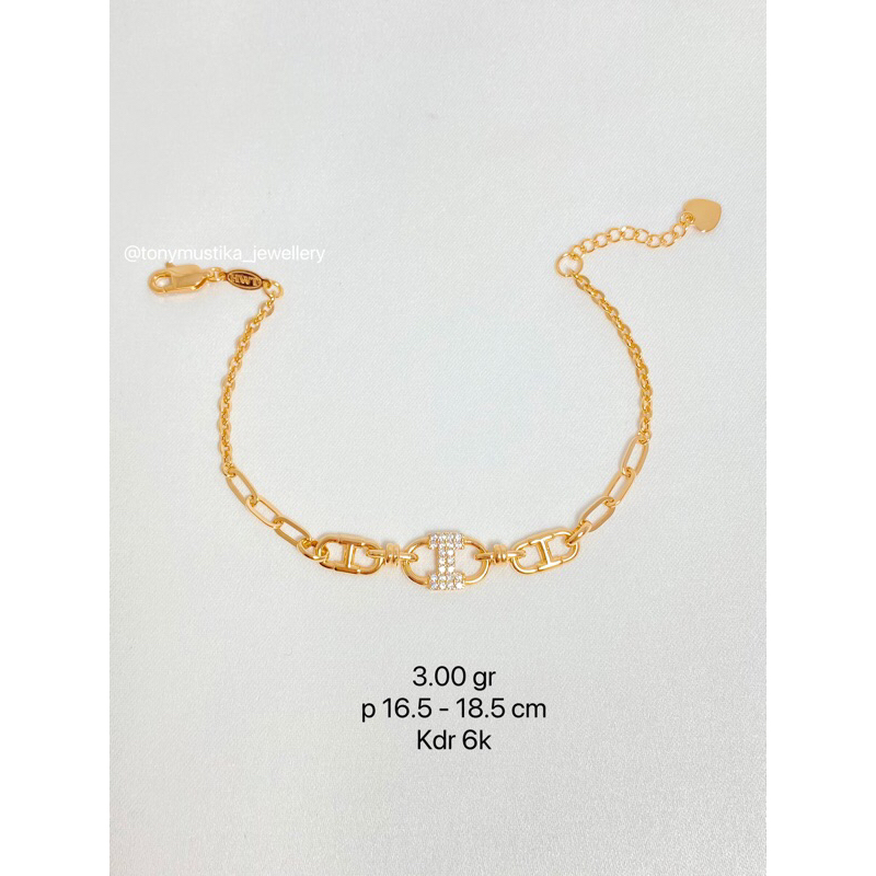 Gelang Emas Model Mata Putih Gold 6K