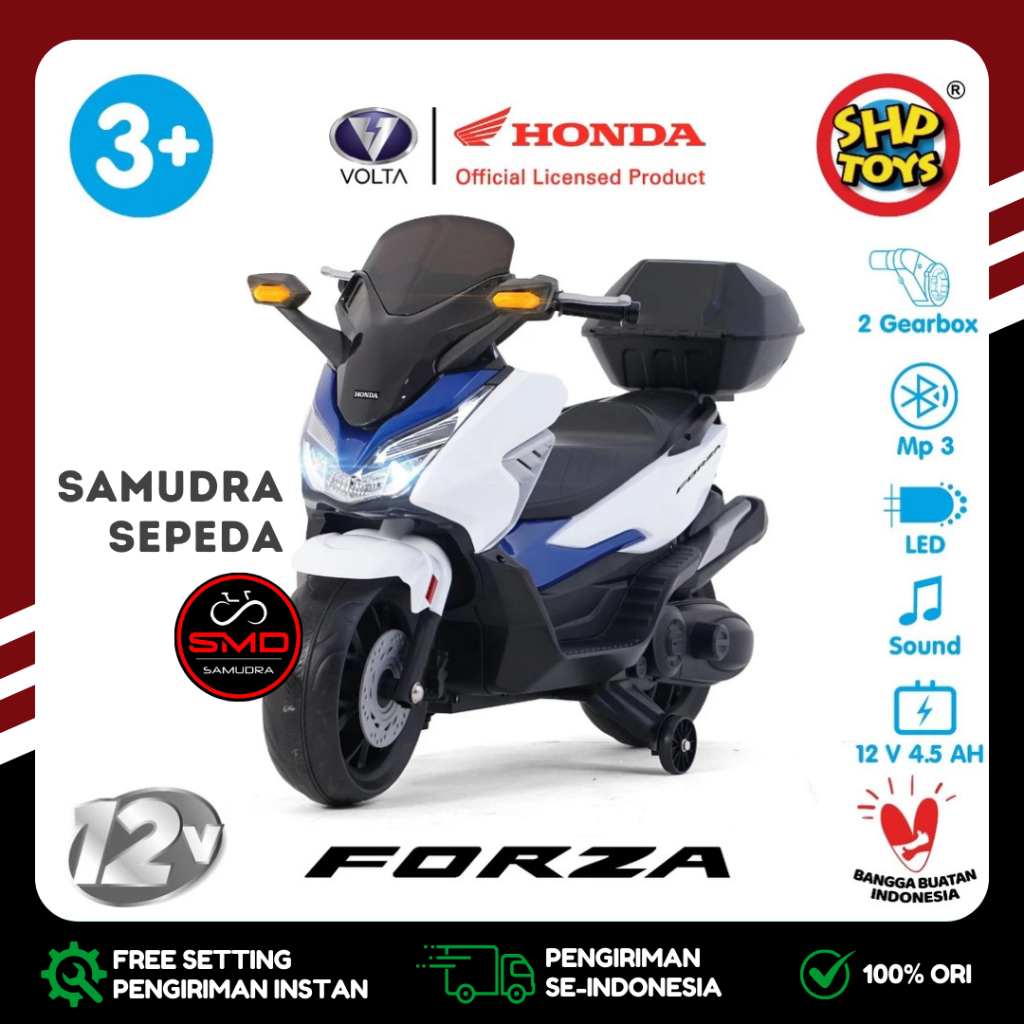 Motor Aki Mainan Anak Cas Listrik SHP Volta 5055 Honda FORZA 6V 12V Murah BDG