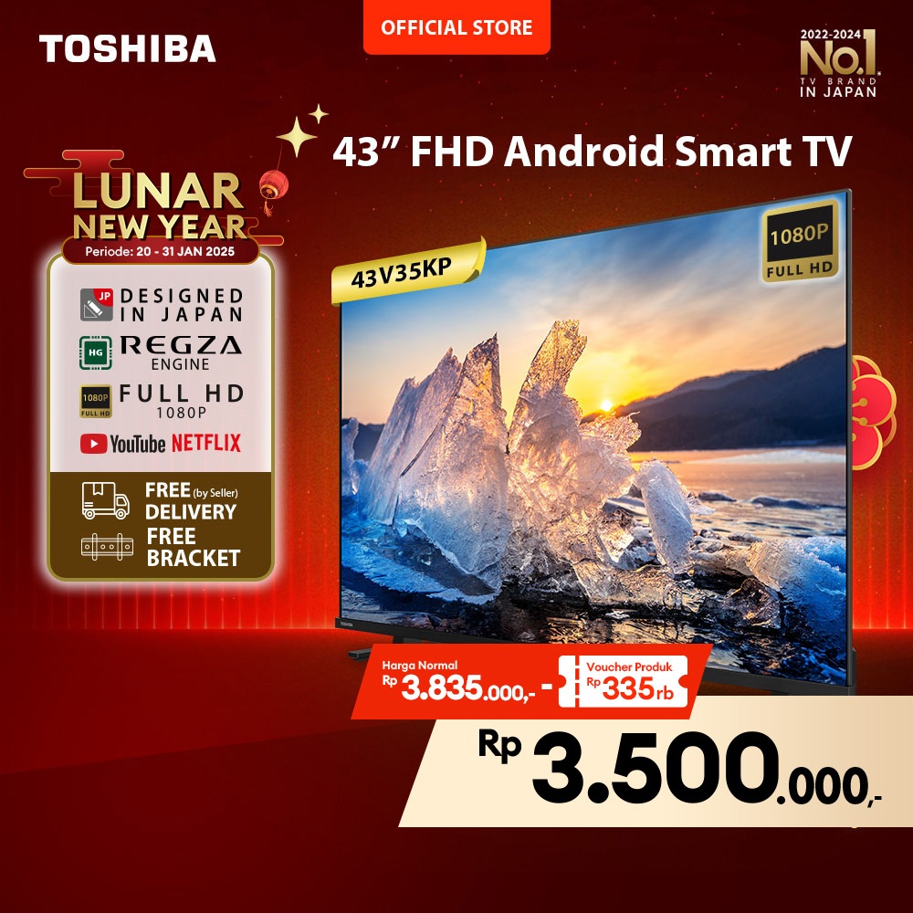 [FREE ONGKIR JABODETABEK] [FREE BRACKET] Toshiba TV 43" FHD Android TV - Google Assistant Netflix Di