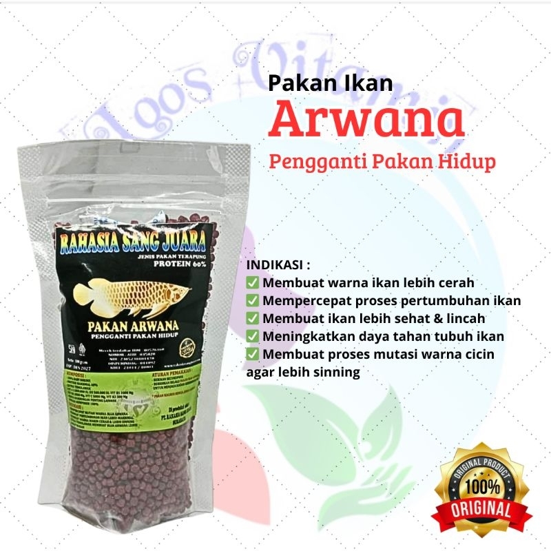 Pelet Ikan Arwana Kemasan Plastik 100 gr - Rahasia Sang Juara Pakan Untuk Semua Jenis Arwana