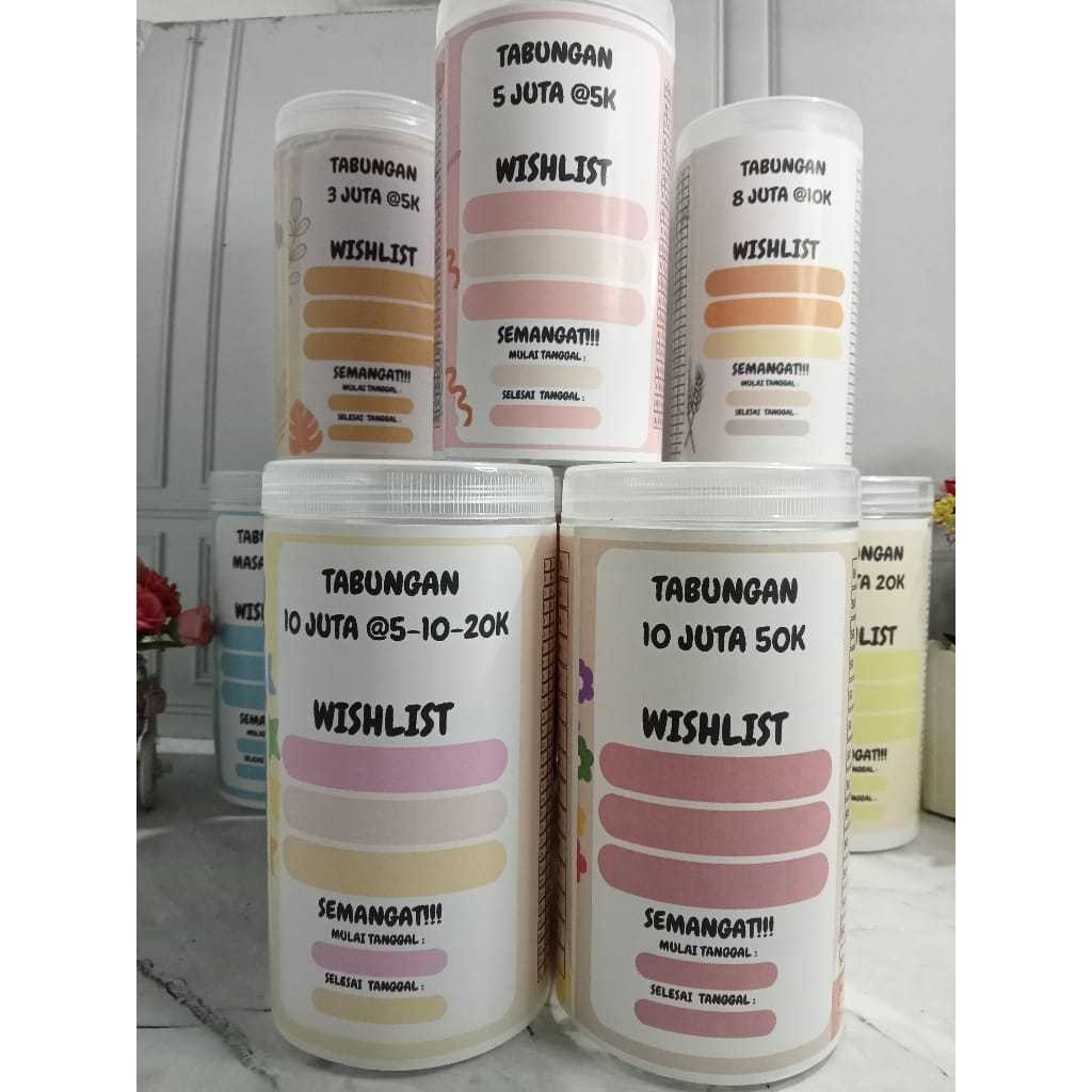 Celengan Target Toples 1juta 2k Free Spidol-Celengan Wishlist Anak-Tabungan Target Anak