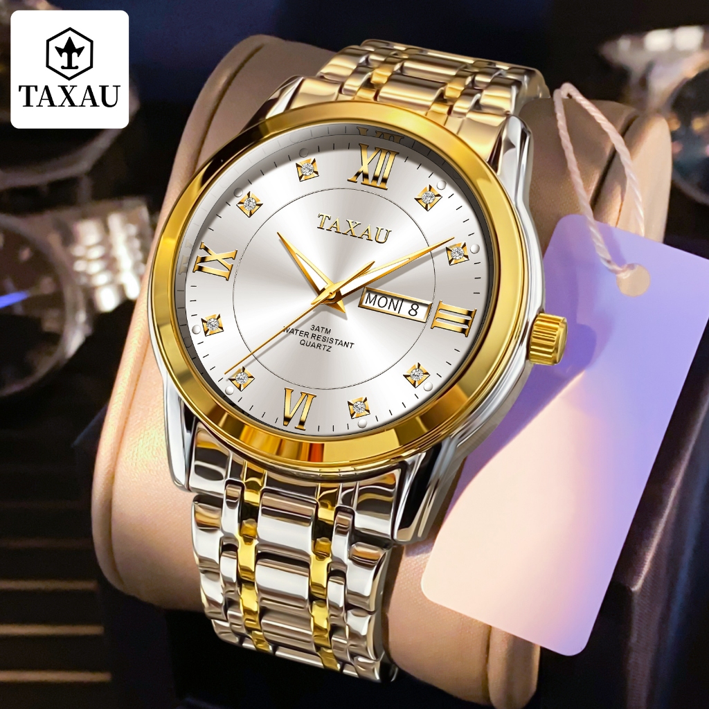 TAXAU Jam Tangan Rantai Pria Original 100% Stainless Steel Jam Tangan Analog Pria Keren Watchbrands