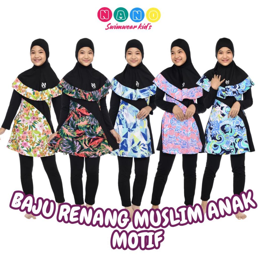 NANO | BAJU RENANG ANAK MUSLIM MOTIF 7-10 TAHUN / SETELAN BAJU RENANG ANAK / BAJU RENANG MOTIF MUSLI
