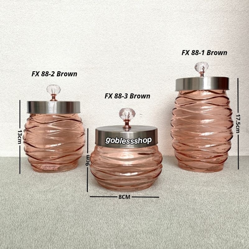 Toples Kaca Fujinex 1.2LT FX 88-1, 800ML FX 88-2, 500ML FX 88-3 Brown