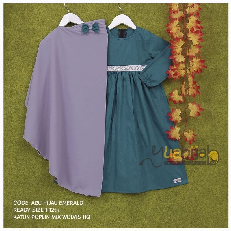 Gamis Anak Abu Hijau Emerald by Yua Hijab Kids