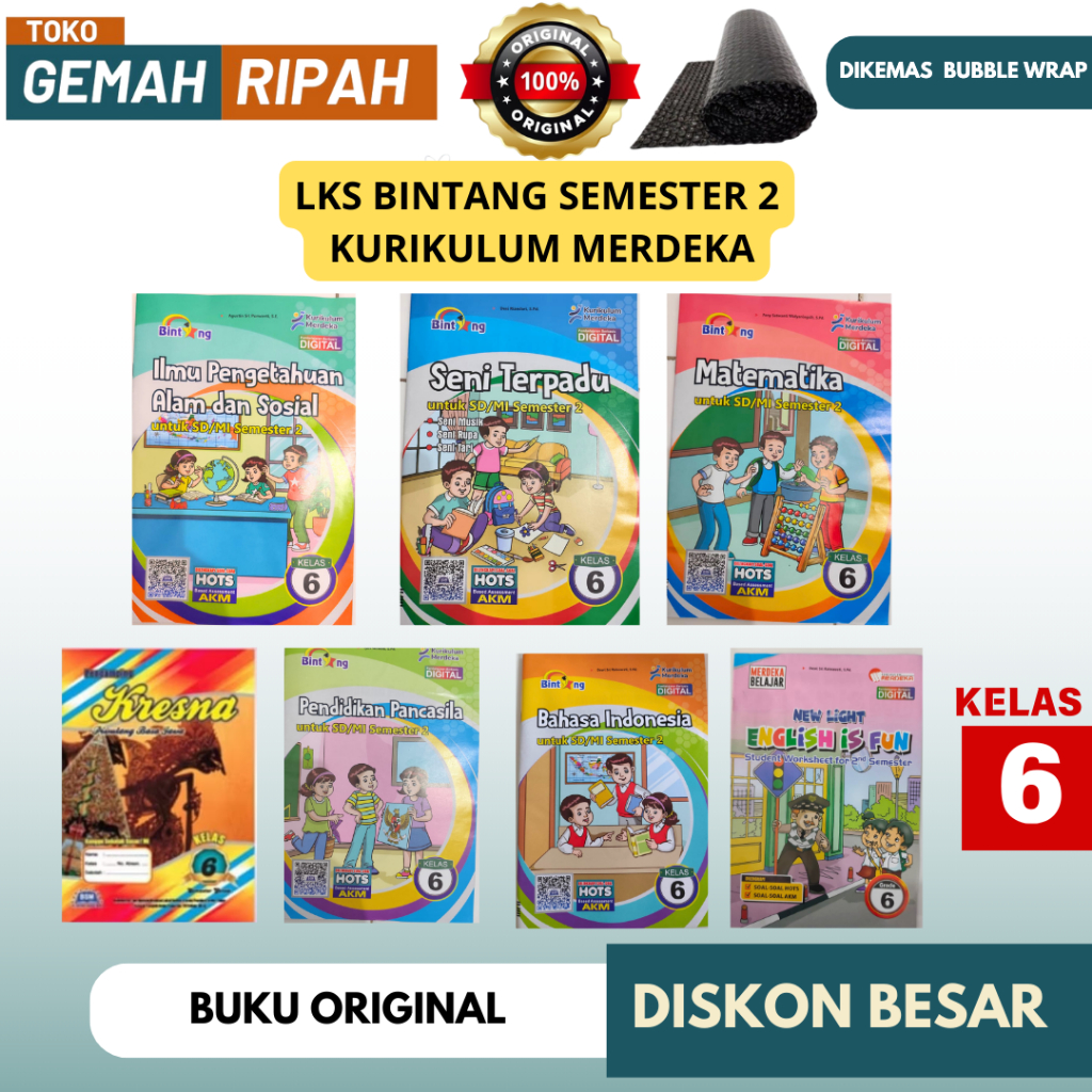 LKS BINTANG KELAS 6 SEMESTER 2 MATEMATIKA BAHASA INDONESIA IPAS ILMU PENGETAHUAN ALAM DAN SOSIAL SEN