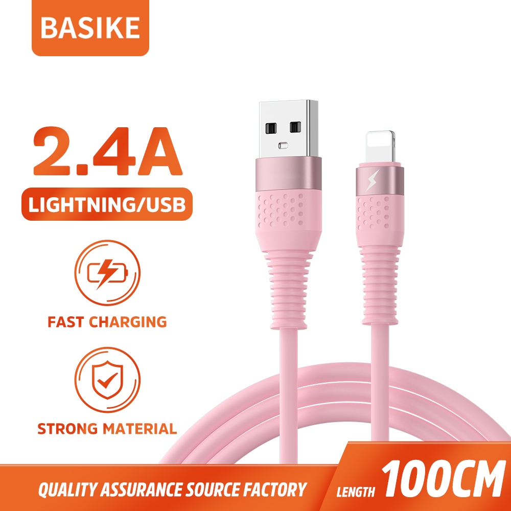 BASIKE Kabel Data iPhone Fast Charging Lightning Charger for Samsung Xiaomi Vivo Macaron Tahan Lama