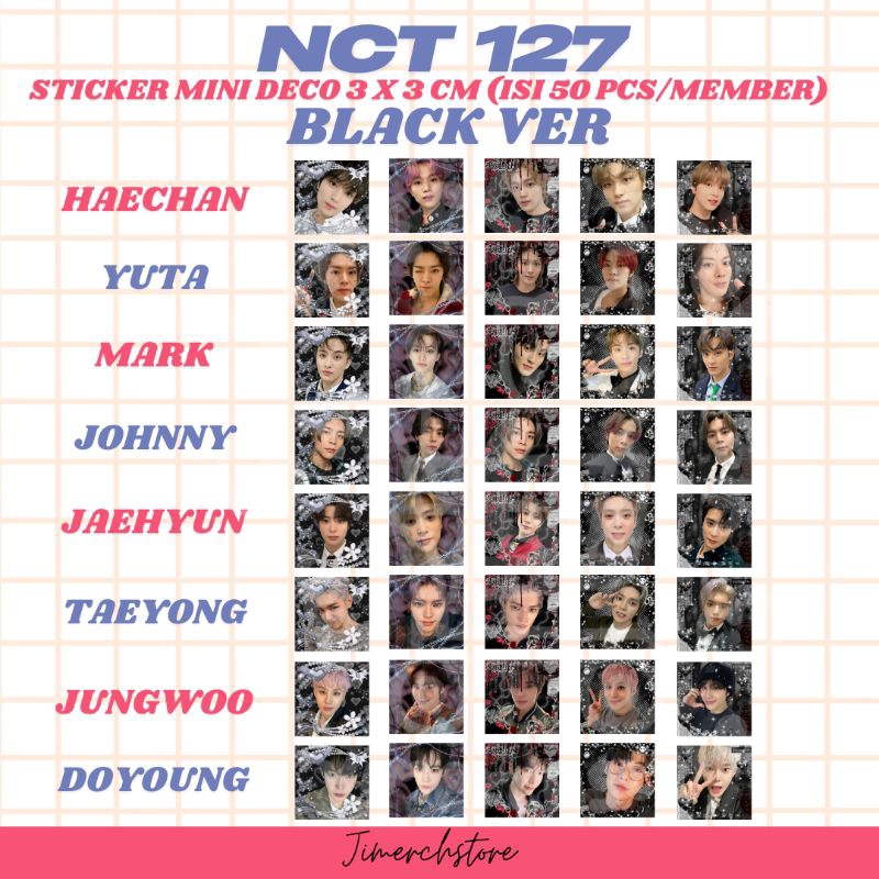 

READY STOCK NCT 127 Sticker Mini Deco Mail BLACK Ver Isi 10 & 50 pcs