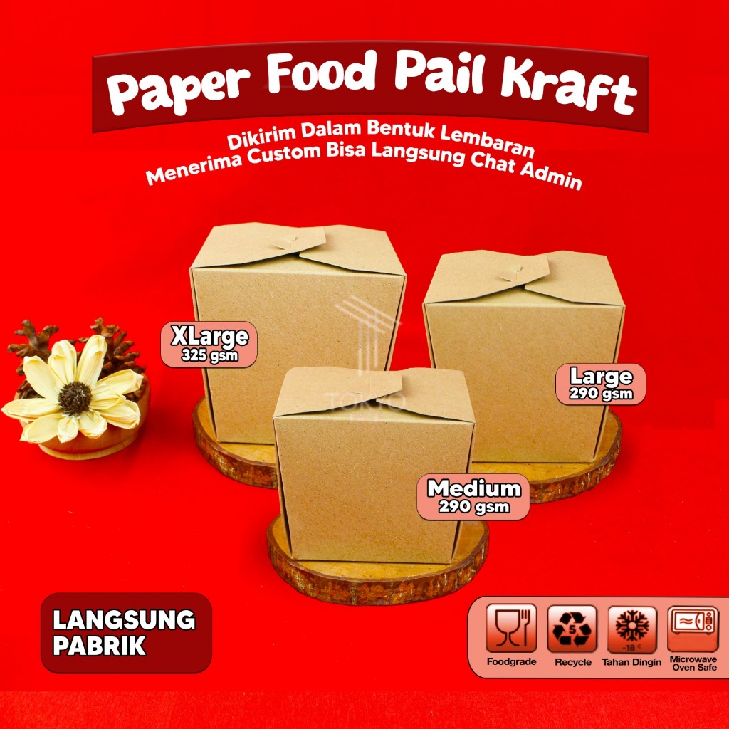PAPER FOOD PAIL /RICE BOX PAPER/FOOD PAIL BOX MEDIUM/LARGE