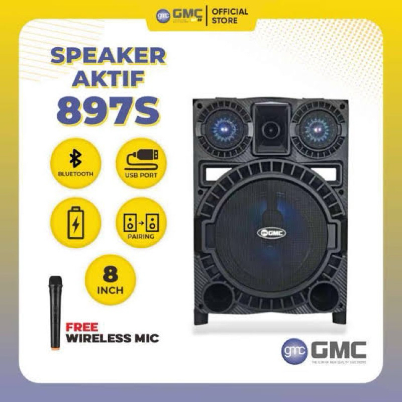 GMC Speaker Aktif 897S Bluetooth USB Port Pairing 8 inch