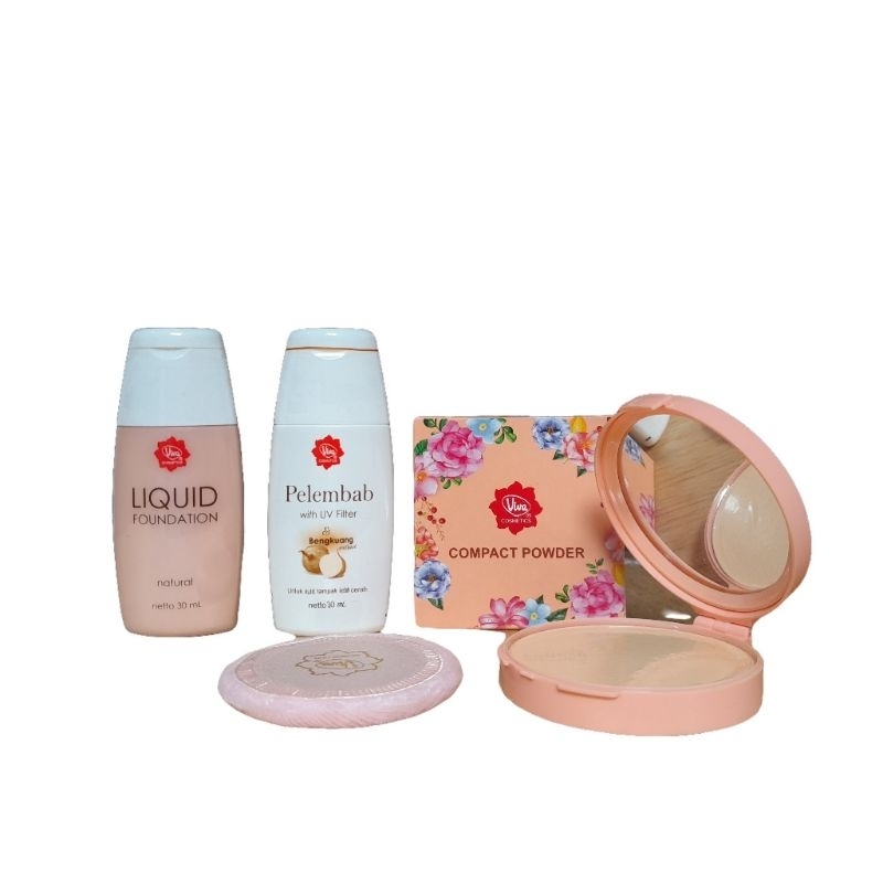 Paket Face Viva Make up Bedak Natural,Pondation Natural,Pelembab |3in1| BPOM |