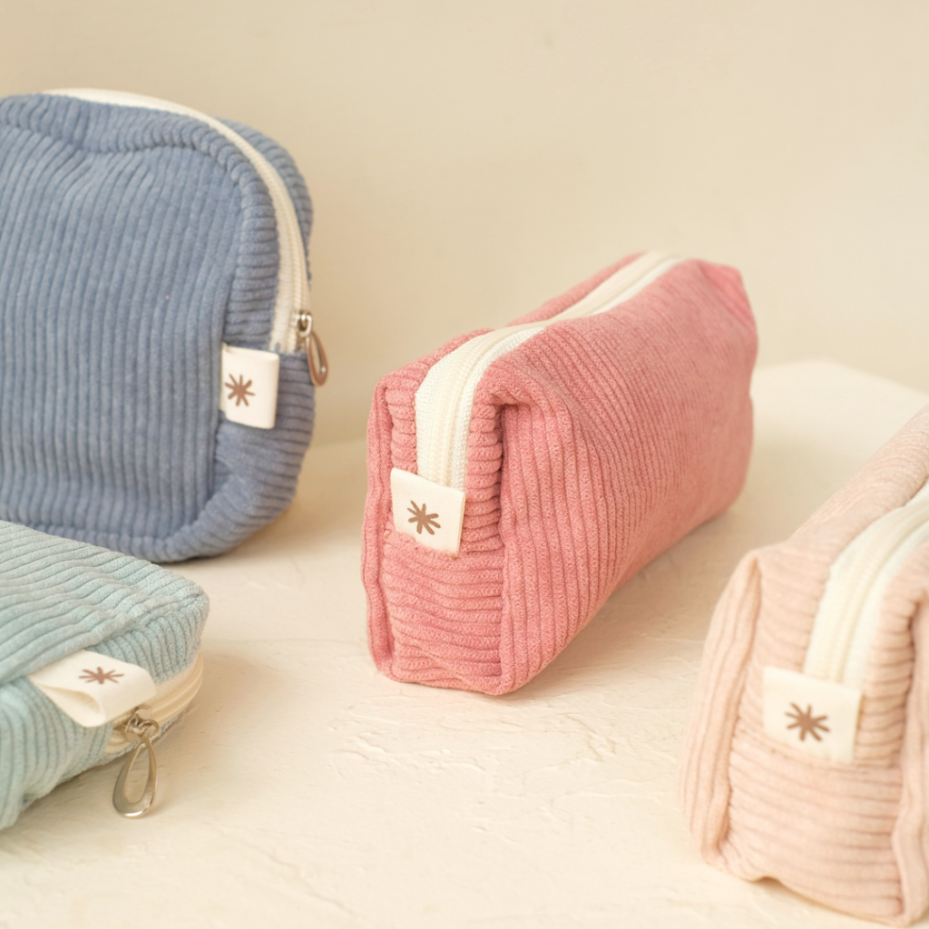 

Tinkle Pencil Case — Kotak Tempat Pensil Corduroy | Dompet Pastel Zipper | Pouch Alat Tulis