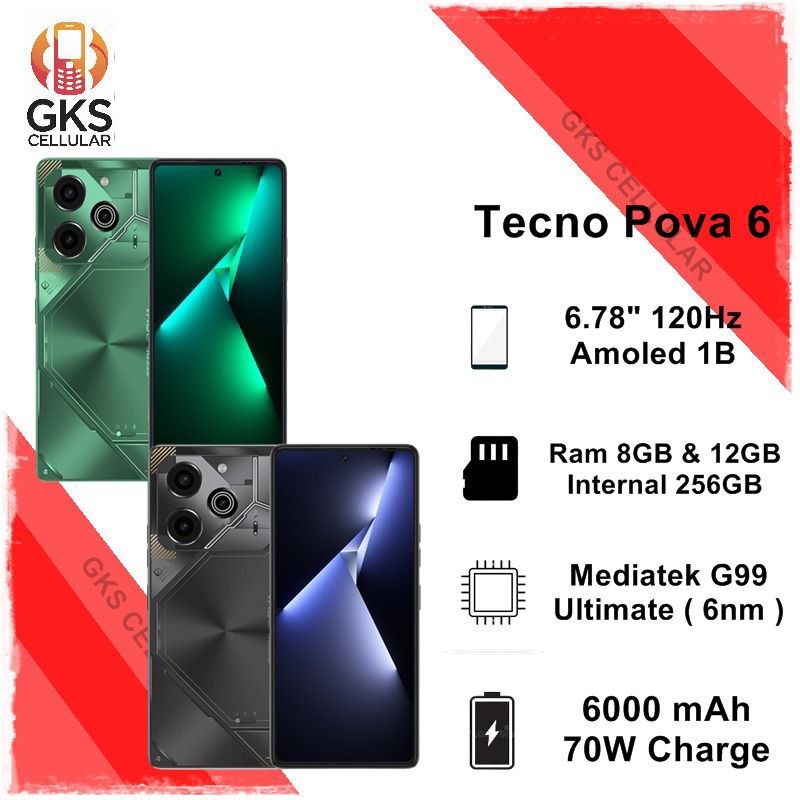 Hp Tecno Pova 6 12/256GB Handphone AMOLED Garansi Resmi
