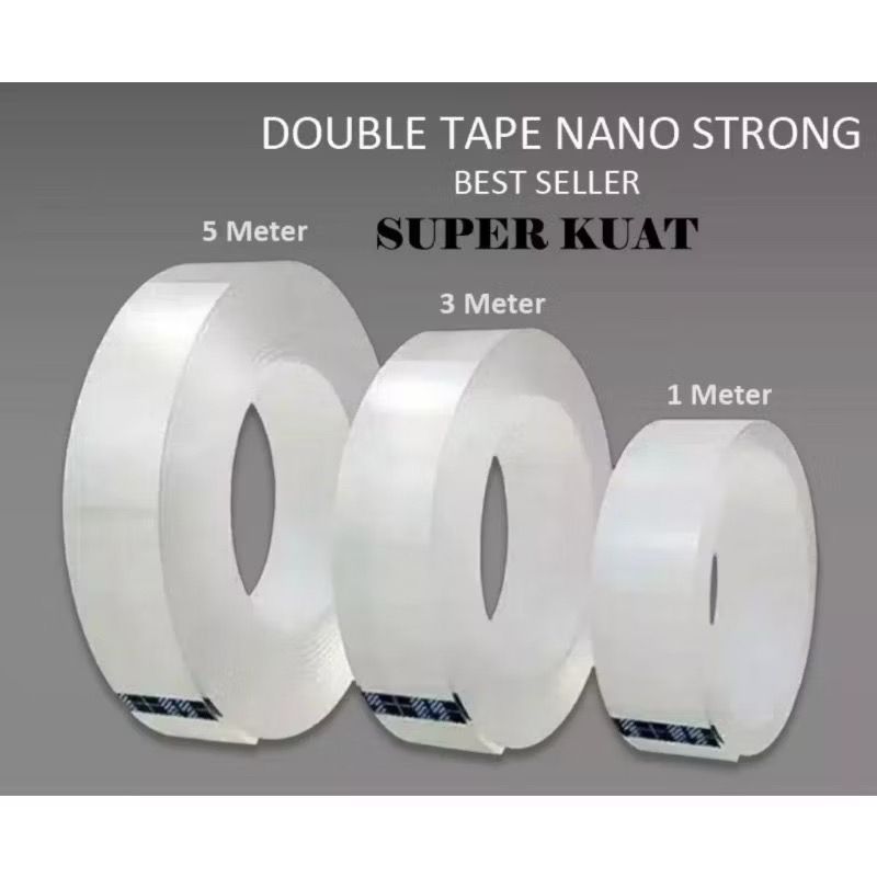 Nano Tape / Double Tape Transparan Ukuran lebar 30mm x panjang 1M /3M/ Isolasi Perekat Bening Ajaib 